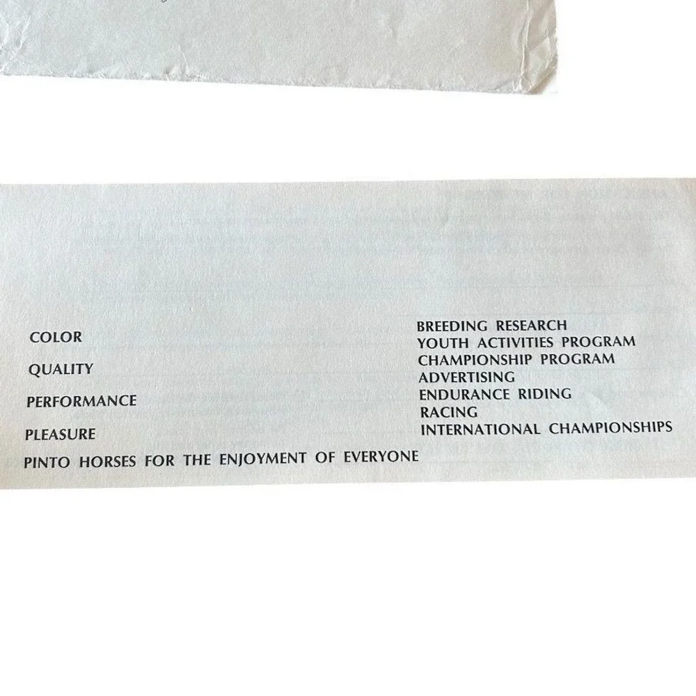 Pinto Horse Association Brochure 1974 Vintage Equestrian Ephemera San Diego CA